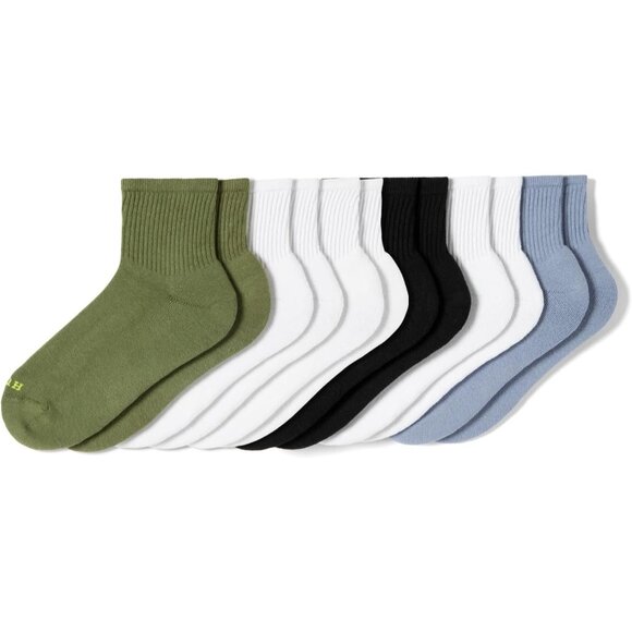 Women's Olive 6 Pair Pack Winter Soft Warm Thick Cold Mini Crew Calf Socks - Picture 2 of 7